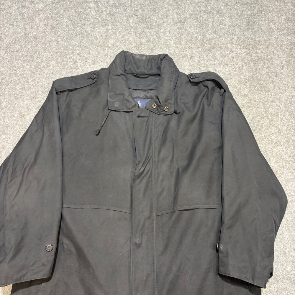 London Fog Mens Black Trench Coat Full Length Rain Jacket Overcoat Size 40 Reg
